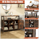 Buffet Cabinet Industrial Sideboard Storage Cabinet with Push-to-Open Slatted Door and 3 Adjustable Shelves-Rustic Brown by LJGDeals
