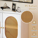 Buffet Cabinet Rattan Storage Cabinet with 2 Doors and Adjustable Shelf by LJGDeals