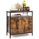 2-Door Buffet Cabinet with Shelves and Cable Management Holes-Rustic Brown by LJGDeals