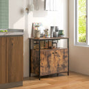 2-Door Buffet Cabinet with Shelves and Cable Management Holes-Rustic Brown by LJGDeals