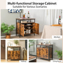 2-Door Buffet Cabinet with Shelves and Cable Management Holes-Rustic Brown by LJGDeals