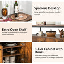 2-Door Buffet Cabinet with Shelves and Cable Management Holes-Rustic Brown by LJGDeals