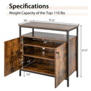 2-Door Buffet Cabinet with Shelves and Cable Management Holes-Rustic Brown by LJGDeals