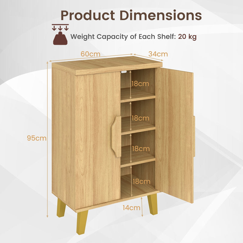 Buffet Cabinet with Double Doors and Raised Legs-Natural, photo 5 of 8