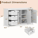 Buffet Cabinet with Storage Modern Sideboard Cabinet with 3 Doors-White by LJGDeals