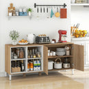63 Inches Buffet Sideboard with 4 Compartments and Push-to-Open Cabinet-Natural by LJGDeals