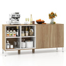 63 Inches Buffet Sideboard with 4 Compartments and Push-to-Open Cabinet-Natural by LJGDeals