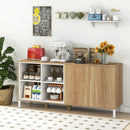 63 Inches Buffet Sideboard with 4 Compartments and Push-to-Open Cabinet-Natural by LJGDeals
