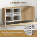 63 Inches Buffet Sideboard with 4 Compartments and Push-to-Open Cabinet-Natural by LJGDeals
