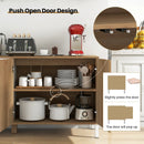 63 Inches Buffet Sideboard with 4 Compartments and Push-to-Open Cabinet-Natural by LJGDeals