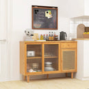 Modern Bamboo Buffet Sideboard Cabinet with Tempered Glass Sliding Doors-Natural by LJGDeals