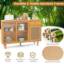 Modern Bamboo Buffet Sideboard Cabinet with Tempered Glass Sliding Doors-Natural by LJGDeals