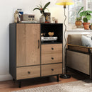 Buffet Sideboard Mid Century Modern Storage Cabinet with 4 Drawers and Open Compartment by LJGDeals