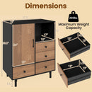 Buffet Sideboard Mid Century Modern Storage Cabinet with 4 Drawers and Open Compartment by LJGDeals