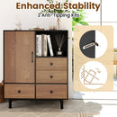 Buffet Sideboard Mid Century Modern Storage Cabinet with 4 Drawers and Open Compartment