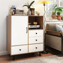 Buffet Sideboard Mid Century Modern Storage Cabinet with 4 Drawers and Open Compartment by LJGDeals