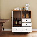 Buffet Sideboard Mid Century Modern Storage Cabinet with 4 Drawers and Open Compartment by LJGDeals