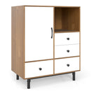 Buffet Sideboard Mid Century Modern Storage Cabinet with 4 Drawers and Open Compartment by LJGDeals