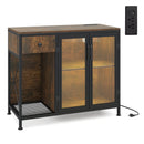 Buffet Sideboard with Doors Power Outlets and LED Light by LJGDeals