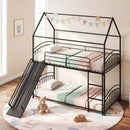 Bunk Bed Twin Over Twin House Bunk Bed Frame with Metal Slats by LJGDeals