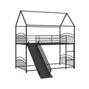 Bunk Bed Twin Over Twin House Bunk Bed Frame with Metal Slats by LJGDeals