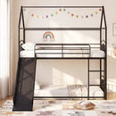 Bunk Bed Twin Over Twin House Bunk Bed Frame with Metal Slats by LJGDeals