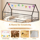 Bunk Bed Twin Over Twin House Bunk Bed Frame with Metal Slats by LJGDeals