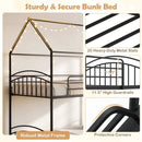 Bunk Bed Twin Over Twin House Bunk Bed Frame with Metal Slats by LJGDeals