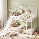 Bunk Bed Twin Over Twin House Bunk Bed Frame with Metal Slats by LJGDeals