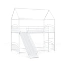 Bunk Bed Twin Over Twin House Bunk Bed Frame with Metal Slats by LJGDeals