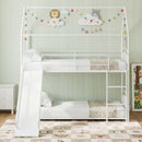 Bunk Bed Twin Over Twin House Bunk Bed Frame with Metal Slats by DirectDeals