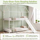 Bunk Bed Twin Over Twin House Bunk Bed Frame with Metal Slats by LJGDeals