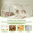 Bunk Bed Twin Over Twin House Bunk Bed Frame with Metal Slats by LJGDeals