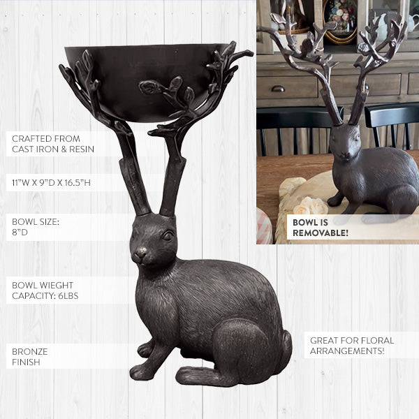 Bronze Bunny Decor with Bowl | Brilliant Centerpiece Collection