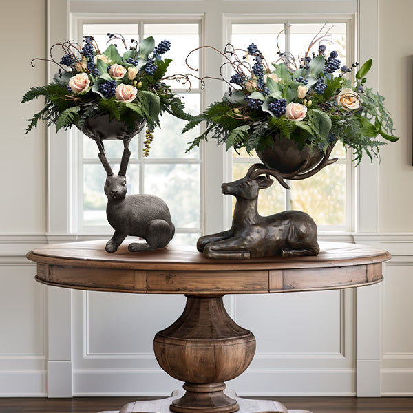 Bronze Bunny Decor with Bowl | Brilliant Centerpiece Collection