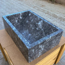 18x12 Polished Gray Marble Hand Carved Rectangular Farmhouse Sink