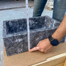 18x12 Polished Gray Marble Hand Carved Rectangular Farmhouse Sink