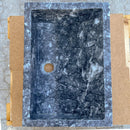 18x12 Polished Gray Marble Hand Carved Rectangular Farmhouse Sink
