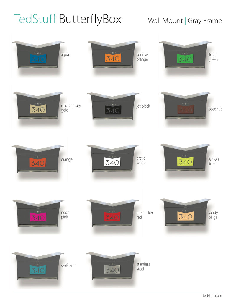 ButterFly Box in DESIGNER GRAY - Wall Mount Mailbox