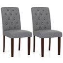 Button Tufted Fabric Upholstered Wooden Dining Chair Set of 2 with High Curved Back by LJGDeals