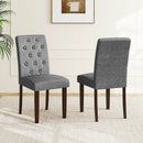 Button Tufted Fabric Upholstered Wooden Dining Chair Set of 2 with High Curved Back by LJGDeals