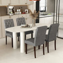 Button Tufted Fabric Upholstered Wooden Dining Chair Set of 2 with High Curved Back by LJGDeals