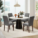 Button Tufted Fabric Upholstered Wooden Dining Chair Set of 2 with High Curved Back by LJGDeals
