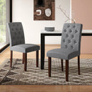 Button Tufted Fabric Upholstered Wooden Dining Chair Set of 2 with High Curved Back by LJGDeals