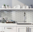 Powder White 12x12 Glossy Brick Glass Mosaic Tile (5 pack, 4.83 sq ft/case)