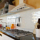 Powder White 12x12 Glossy Brick Glass Mosaic Tile (5 pack, 4.83 sq ft/case)