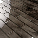 Dark Gray 12x12 Glossy Brick Glass Mosaic Tile (5 pack, 4.83 sq ft/case)