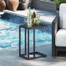 C-Shaped Side Table with Adjustable Foot Pads for Living Room Bedroom-Dark Gray by LJGDeals