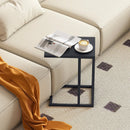 C-Shaped Side Table with Adjustable Foot Pads for Living Room Bedroom-Dark Gray by LJGDeals
