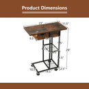C-Shaped End Side Table with Charging Station and Wheels-Rustic Brown by LJGDeals